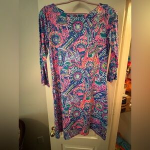 Lilly Pulitzer Vibrant Blue and Pink Long Sleeve Dress
